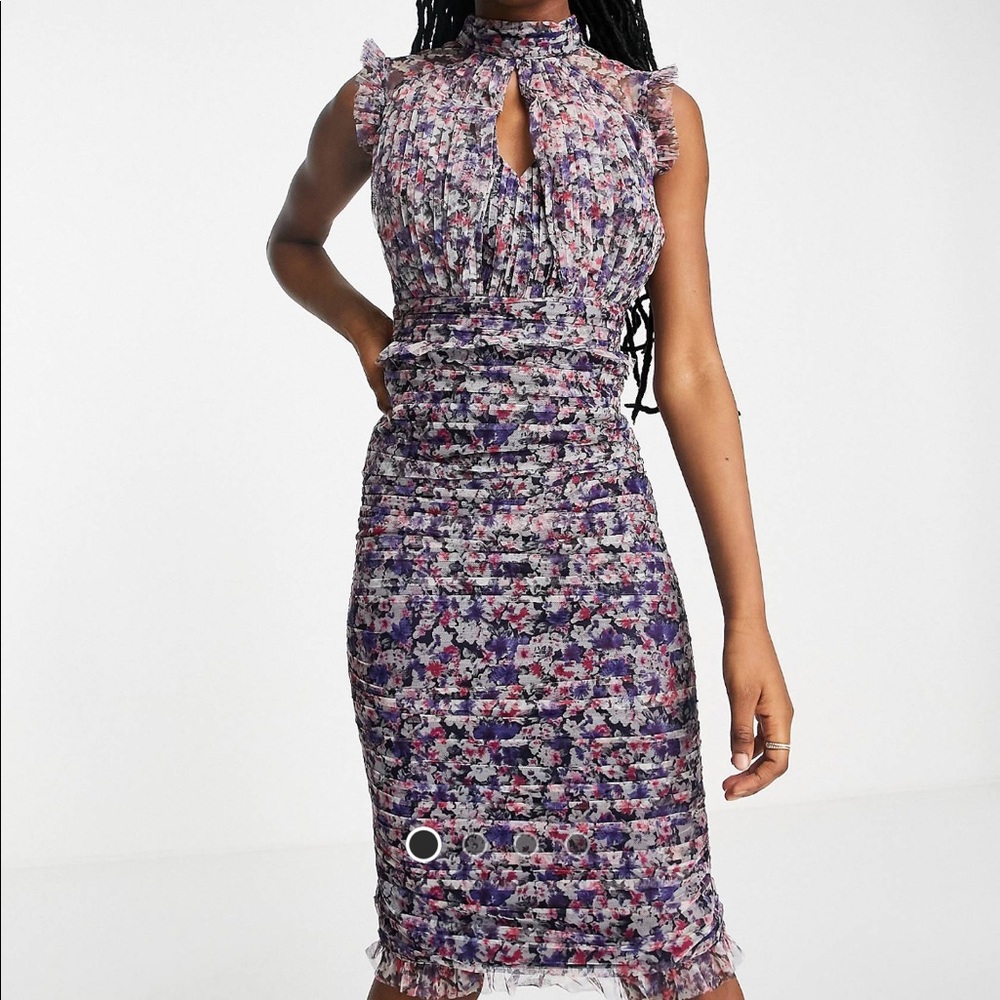 Lipsy printed mesh midi dress